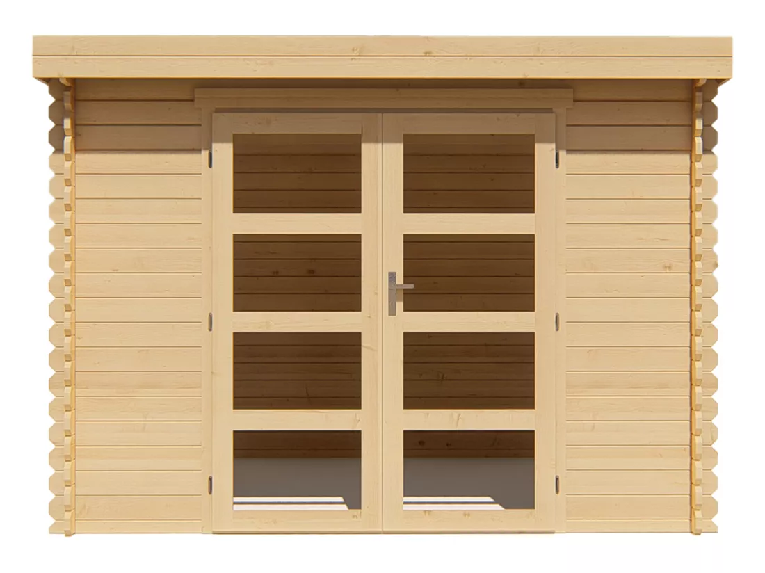 Abri de jardin en bois avec toit plat 9,86 m² épaisseur 28 mm - LOTAVI