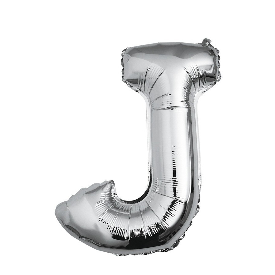 (80cm) Buchstaben Ballon Geburtstags Party Luftballon Folienballon - Buchstabe J / Silber