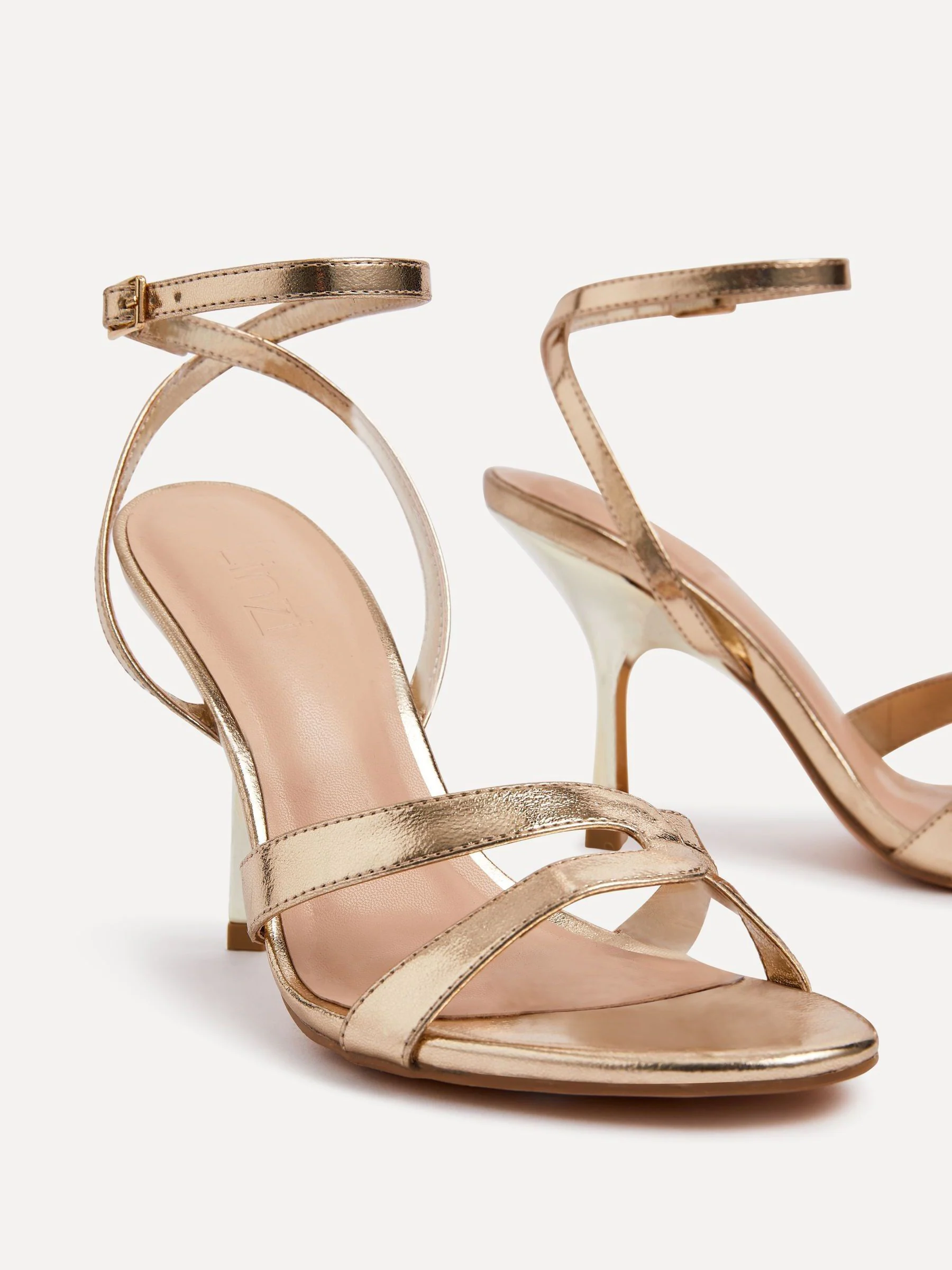 Goud - Linzi Bronte Heeled Sandals with Double Front Strap