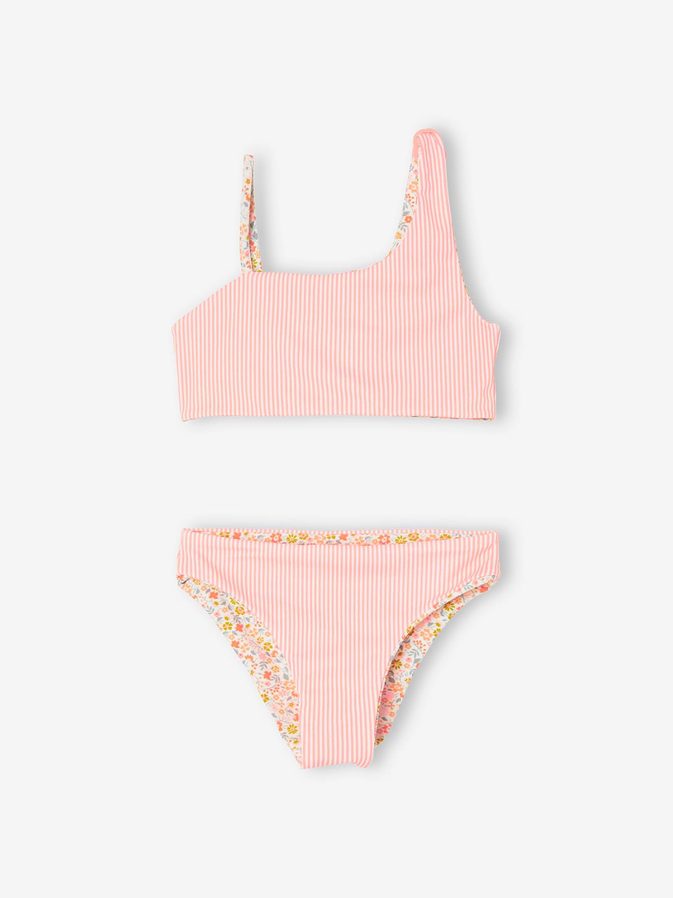 Biquíni coral reversível para meninas