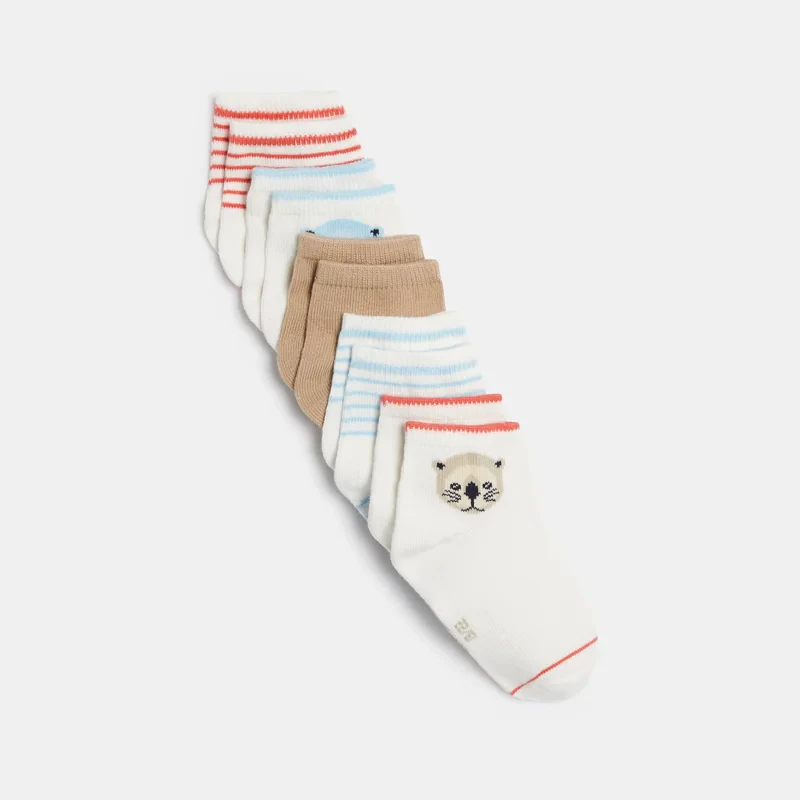 Chaussettes basses chat multicolore bébé garçon (lot de 5) Bleu