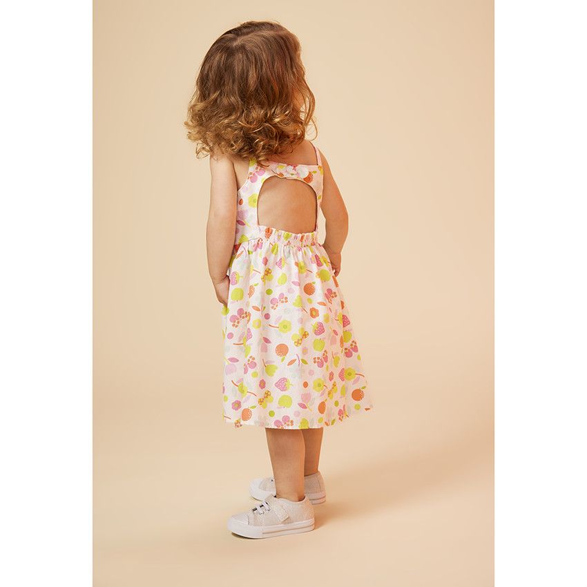 Robe à bretelles imprimé fantaisie pour bébé fille - Blanc