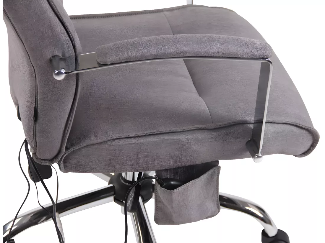 Chaise de bureau - Tissu & Métal chromé - Gris - Portland