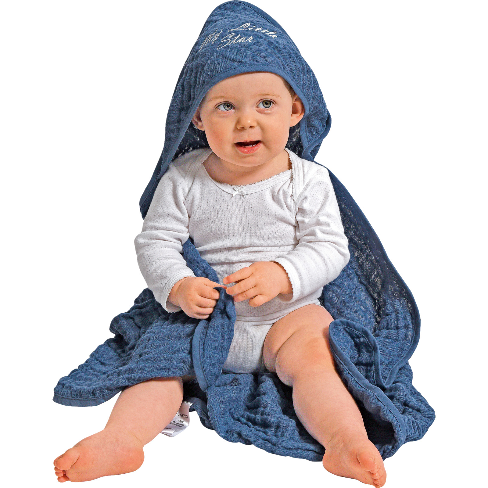 Baby-Kapuzentuch Musselin blau