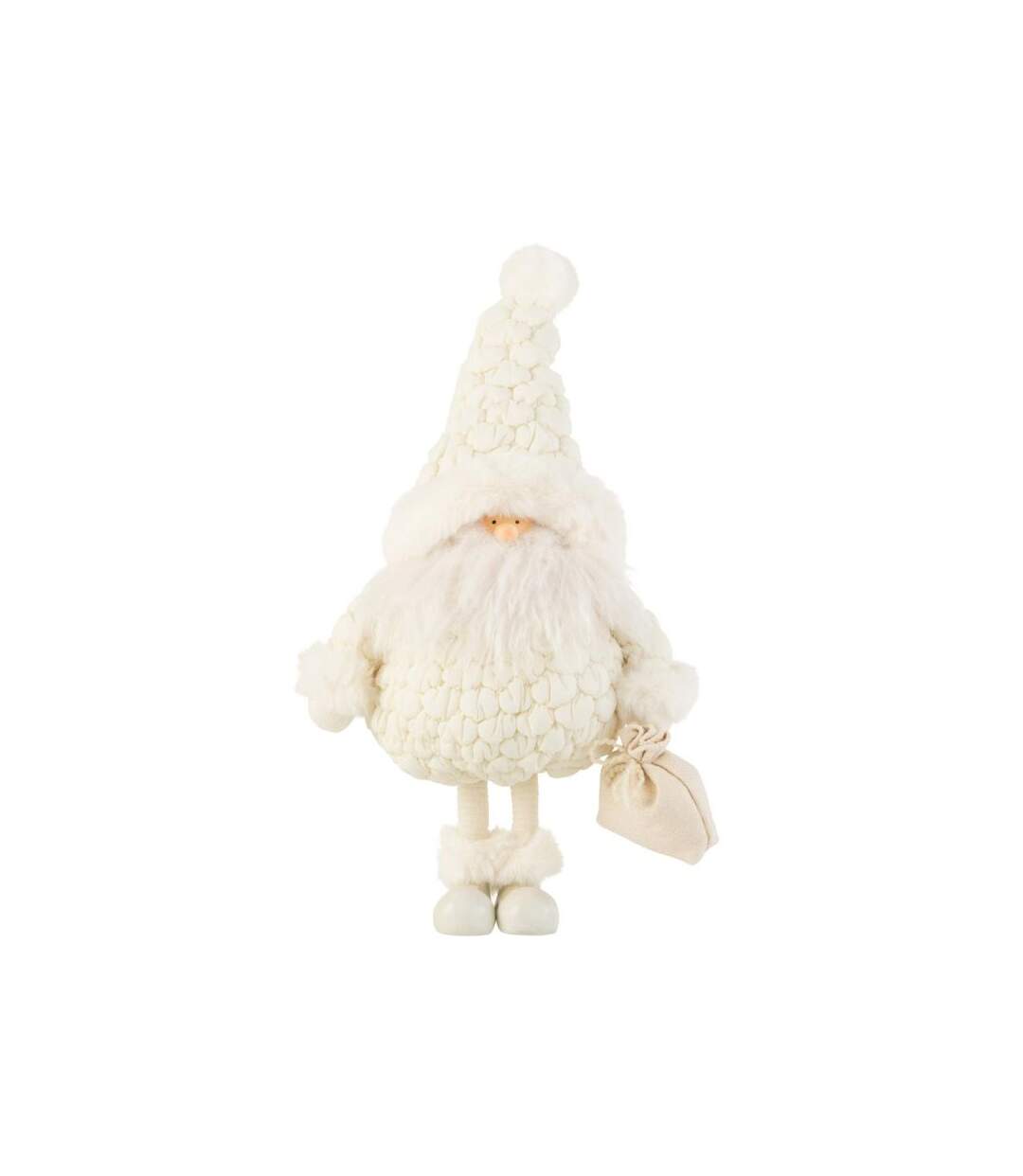 Paris Prix - Statuette Déco Père Noël pochon 47cm Blanc