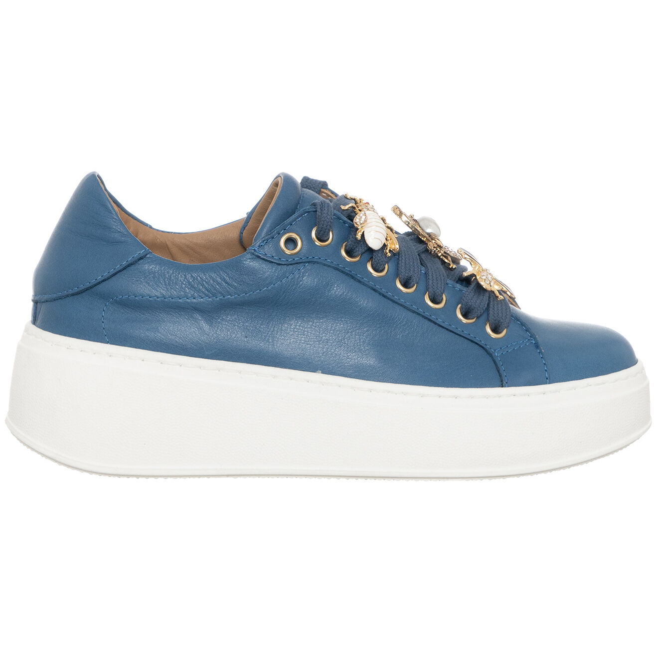 Loretta Pettinari Sneakers en Cuir Osta bleu/blanc