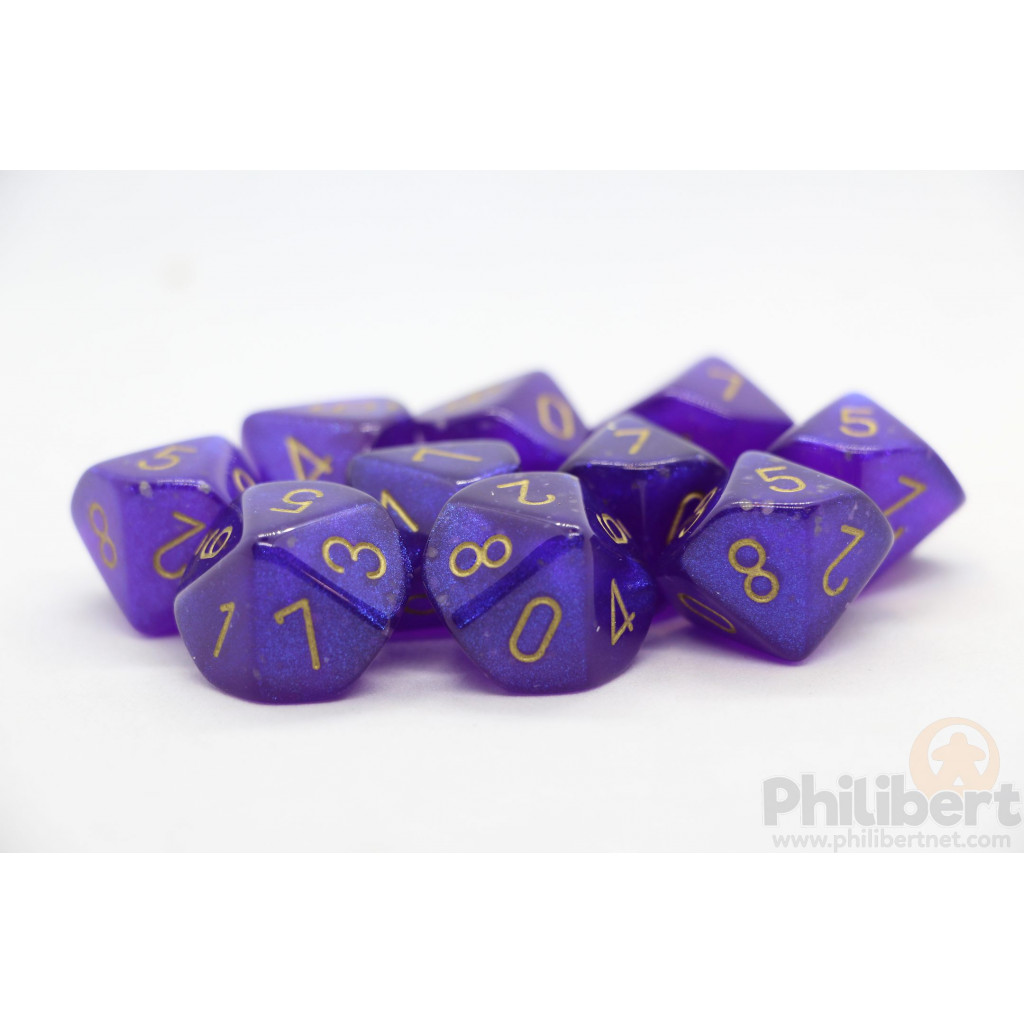 Set de 10 Dés 10 Faces Chessex : Borealis