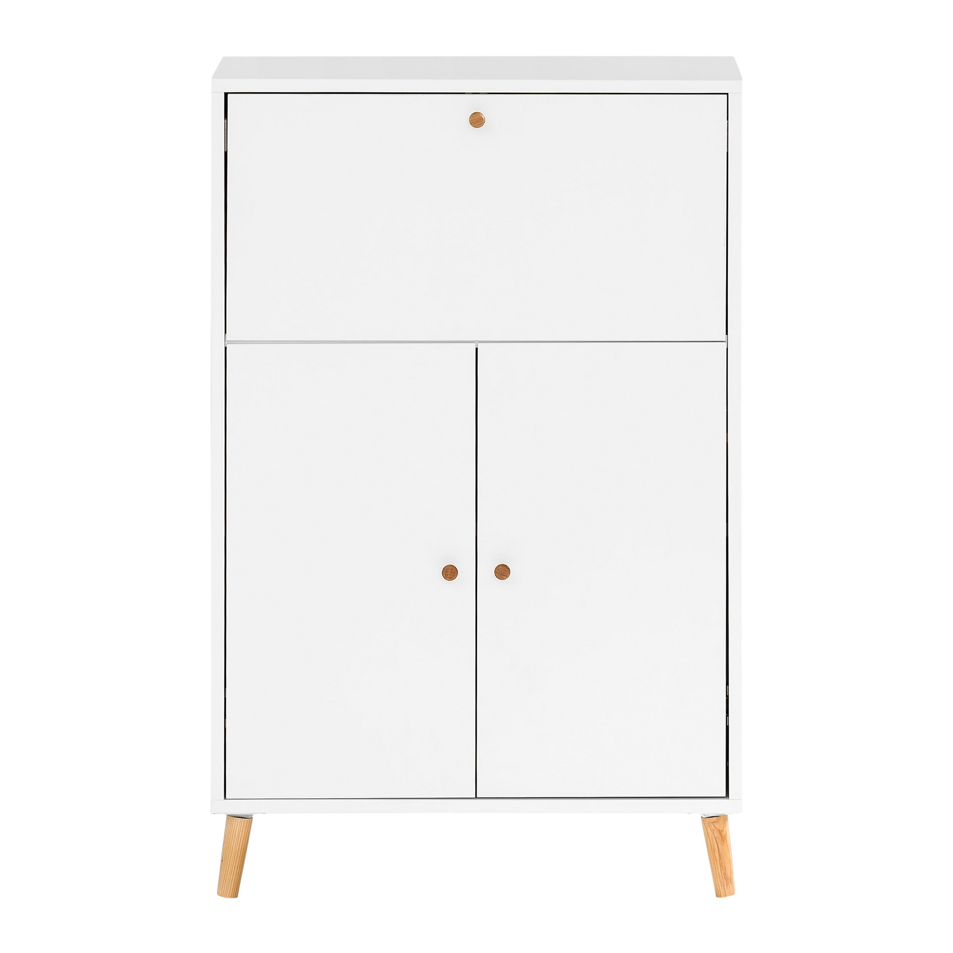 Sekretär - weiß - 65 cm - Klappe mit gedämpftem Liftbeschlag