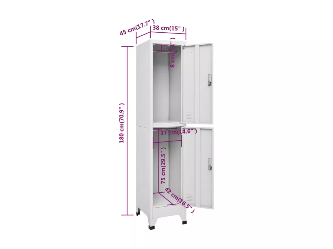 Armoire à casier avec 2 compartiments 38x45x180 cm