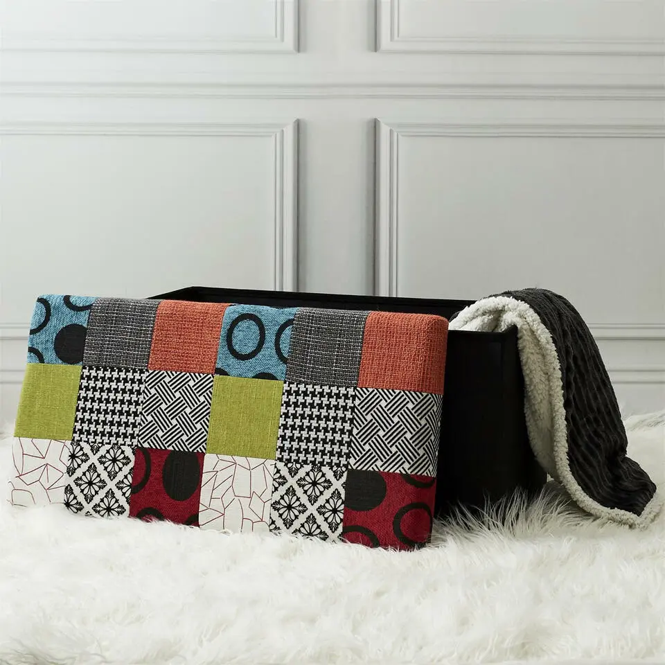 Home Deco Poef Multi color Tile - opbergbox - 76 x 38 cm
