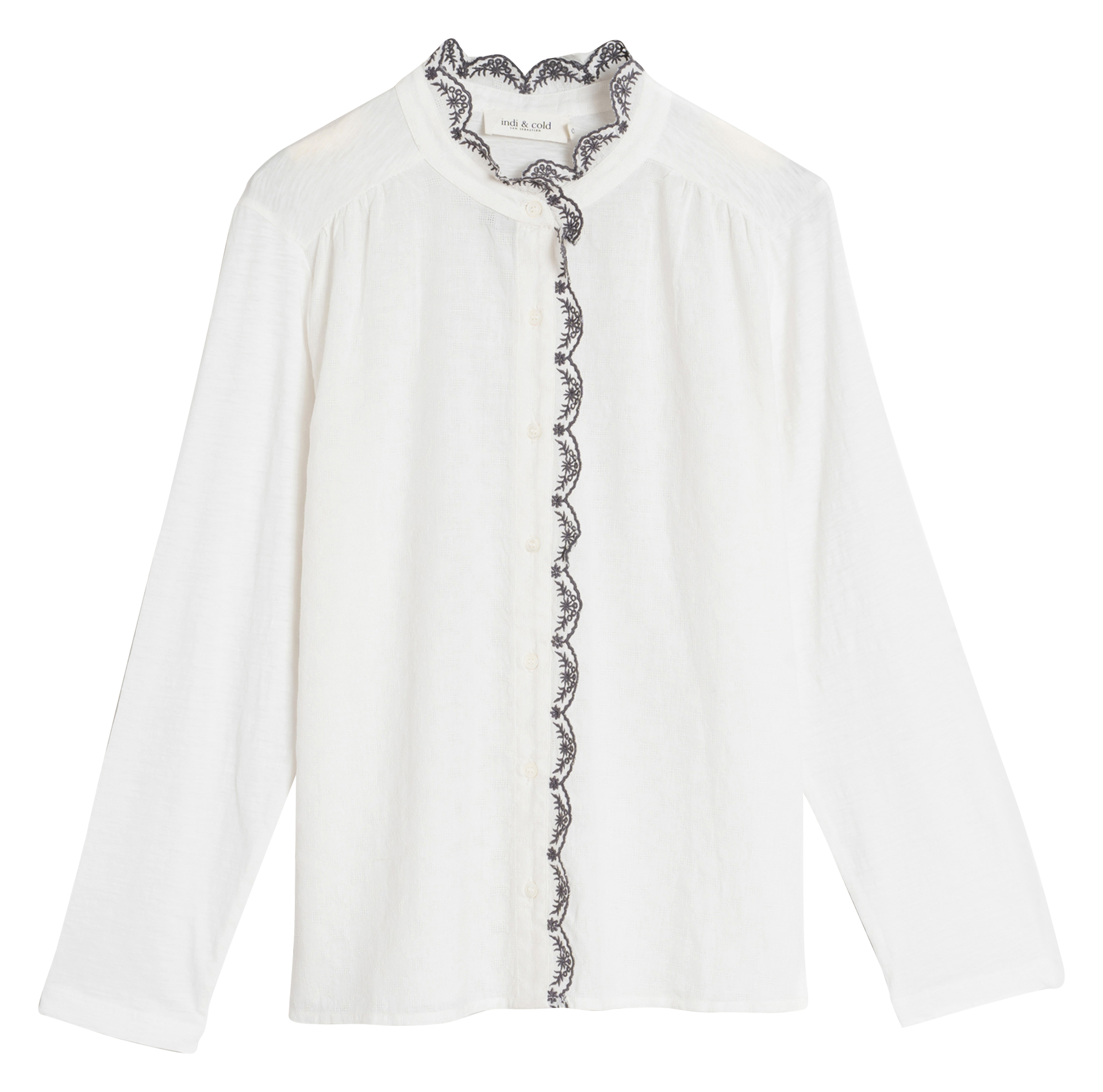 Chemise col rond en coton bio | Blanc