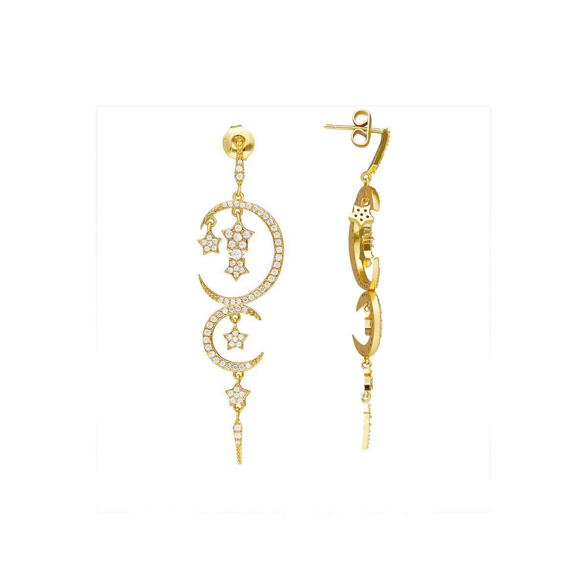 Boucles D'oreilles Stellaires Dorées
