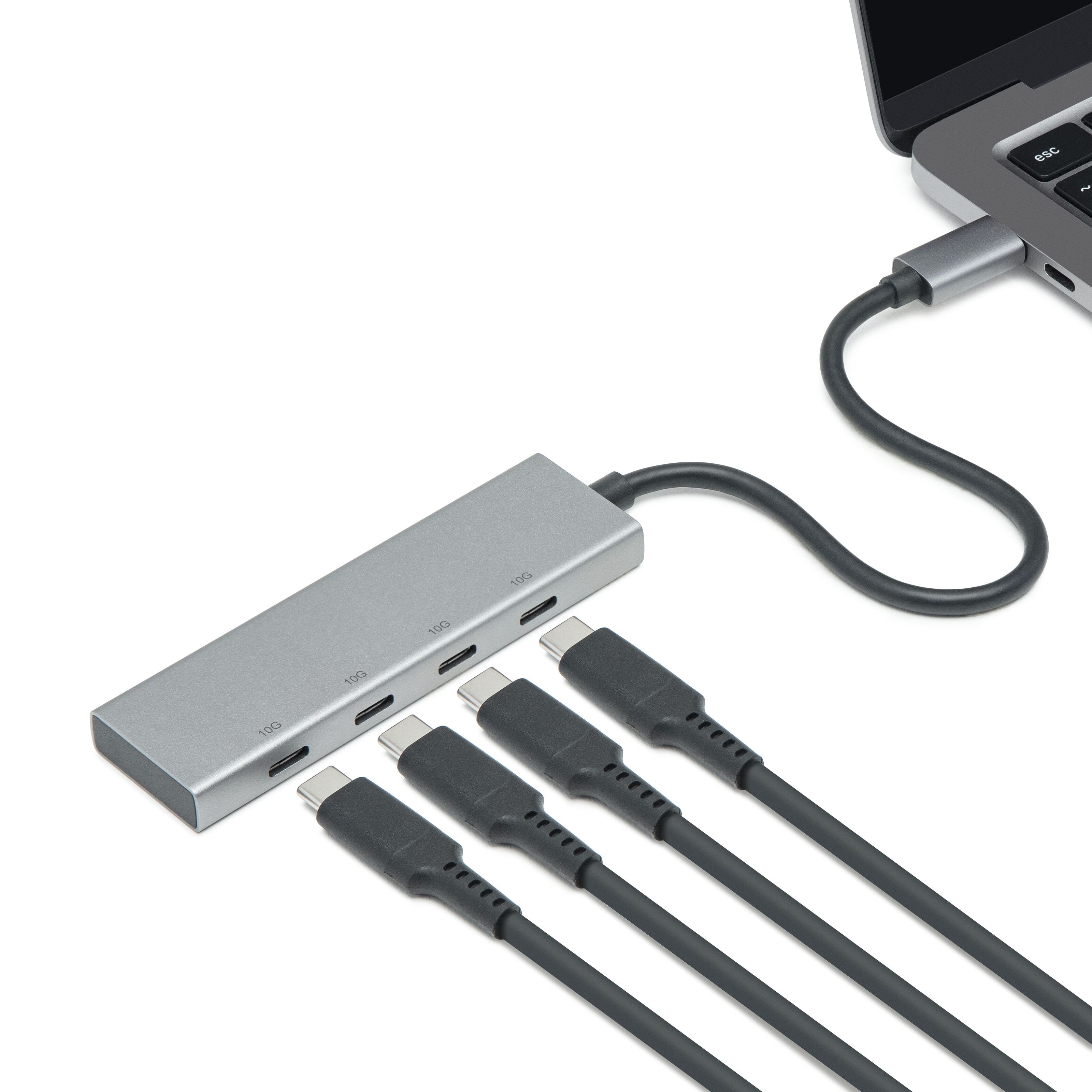 Plexgear USB-C-hub med 4 porter