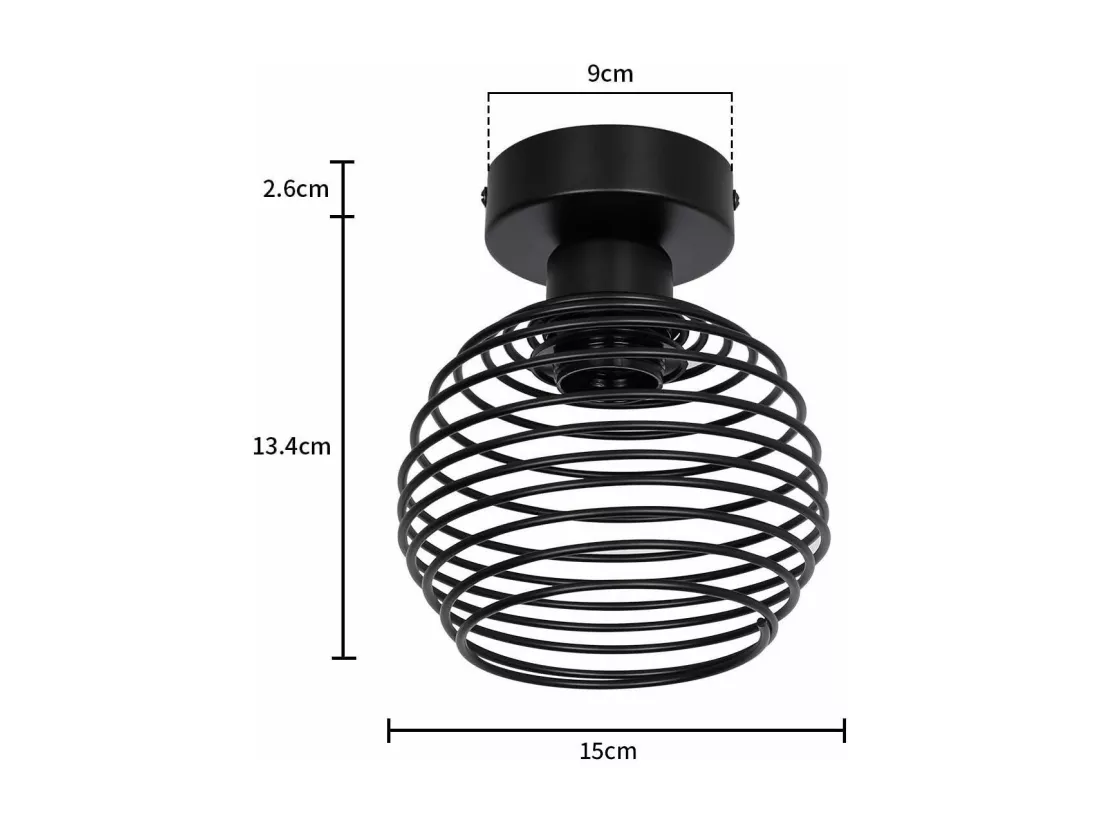 NETTLIFE Plafonnier vintage plafonnier 2 lampes de couloir rétro noir E27 max.40W Sans ampoules