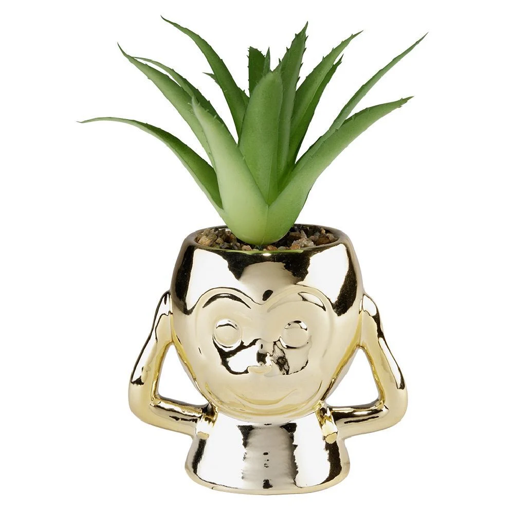 Plante artificielle pot plastique doré  Ø8xH12cm