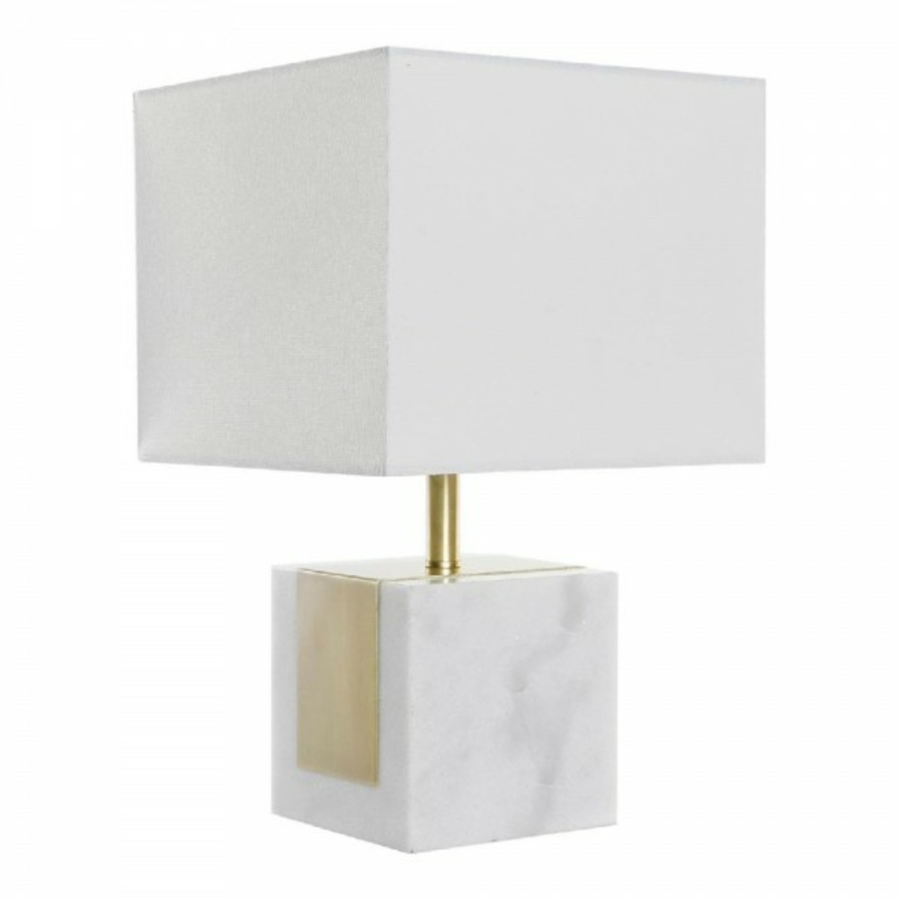 Lampe de bureau blanc polyester marbre doré (26 x 26 x 43 cm)
