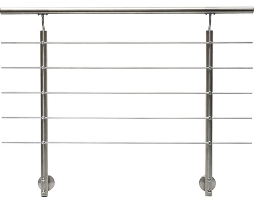 Complete leuningset Pertura RVS V2A met vijf RVS staven voor zijmontage B: 1,50 m