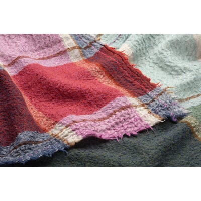 Unisextuch Wolle-Kaschmir N° 687, Blau-Rosa