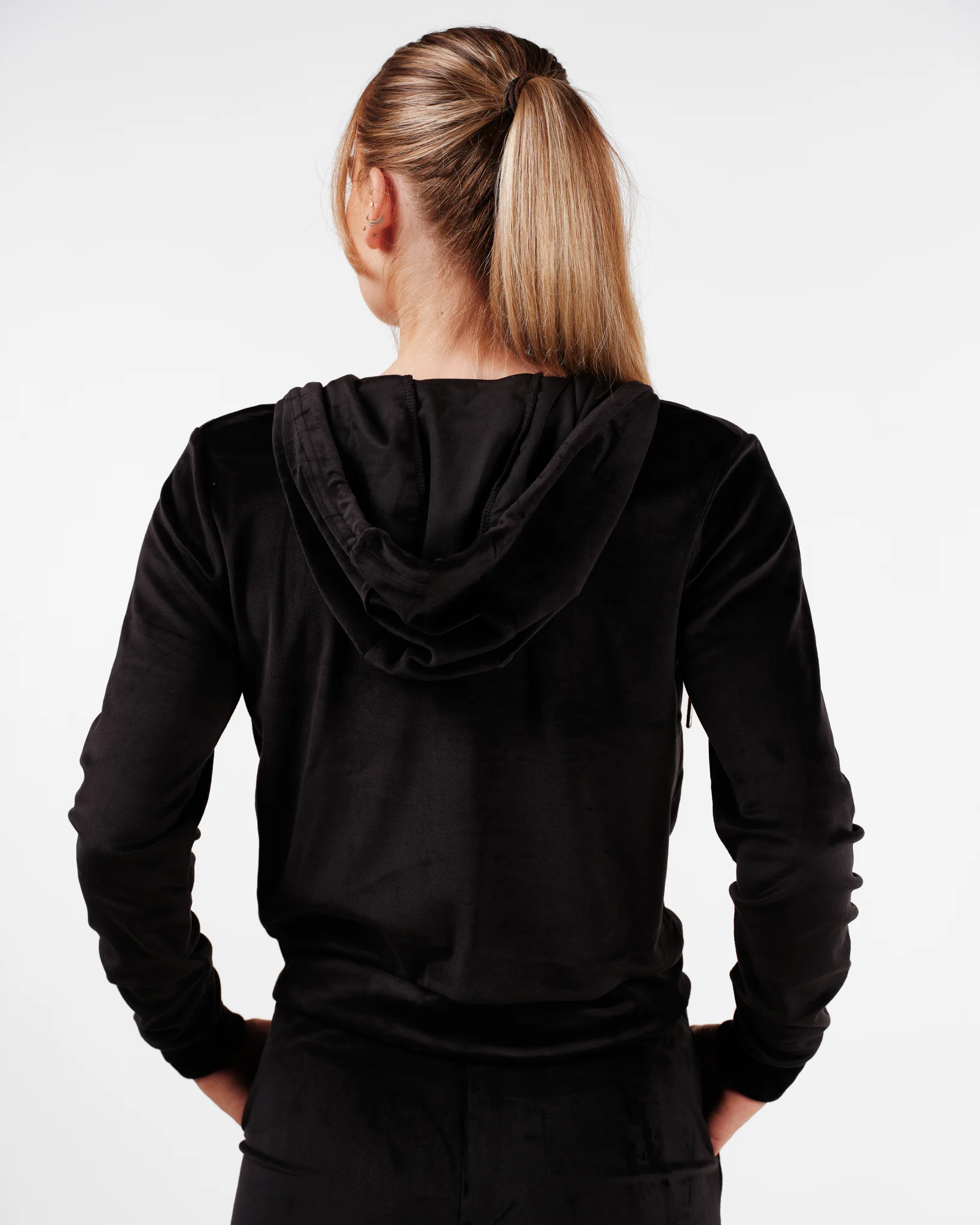 Weightless Jacey Velour Zip Hoodie Black Beauty