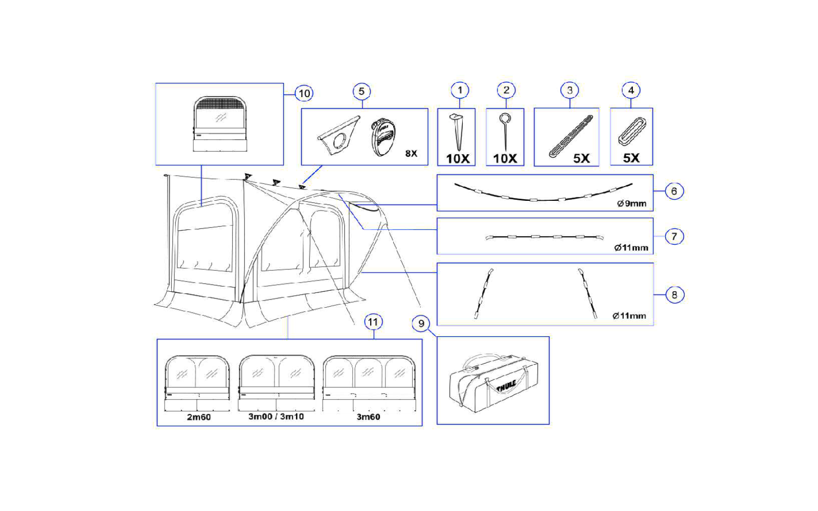 Thule Fenstereinsatz Front für Markisenzelt QuickFit 3,0 / 3,1 Meter - Thule Ersatzteilnummer 1500602884