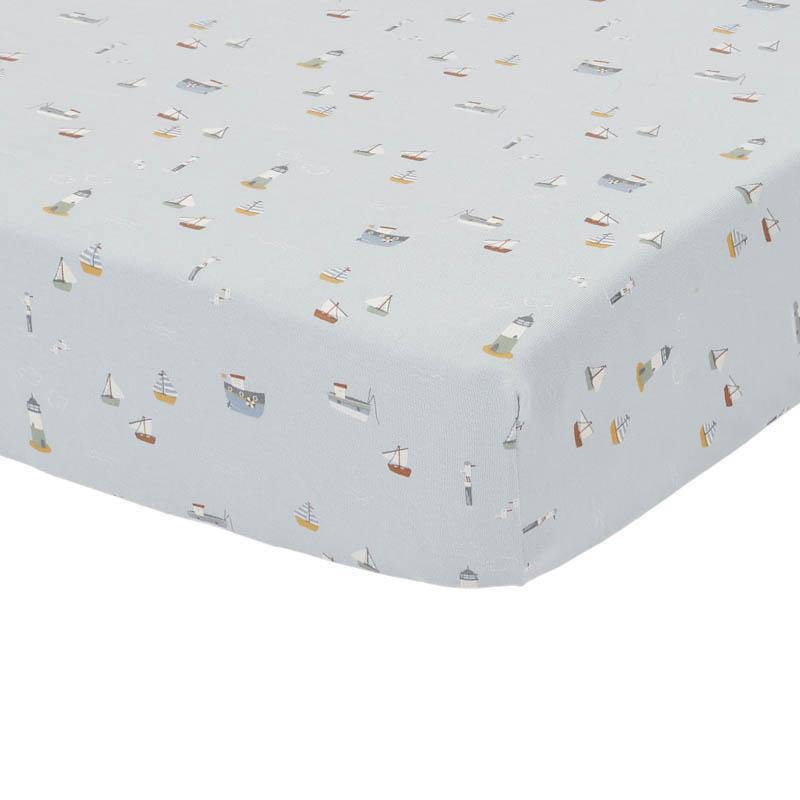Little Dutch katoenen ledikant hoeslaken Sailors Bay Blue 60x120 cm
