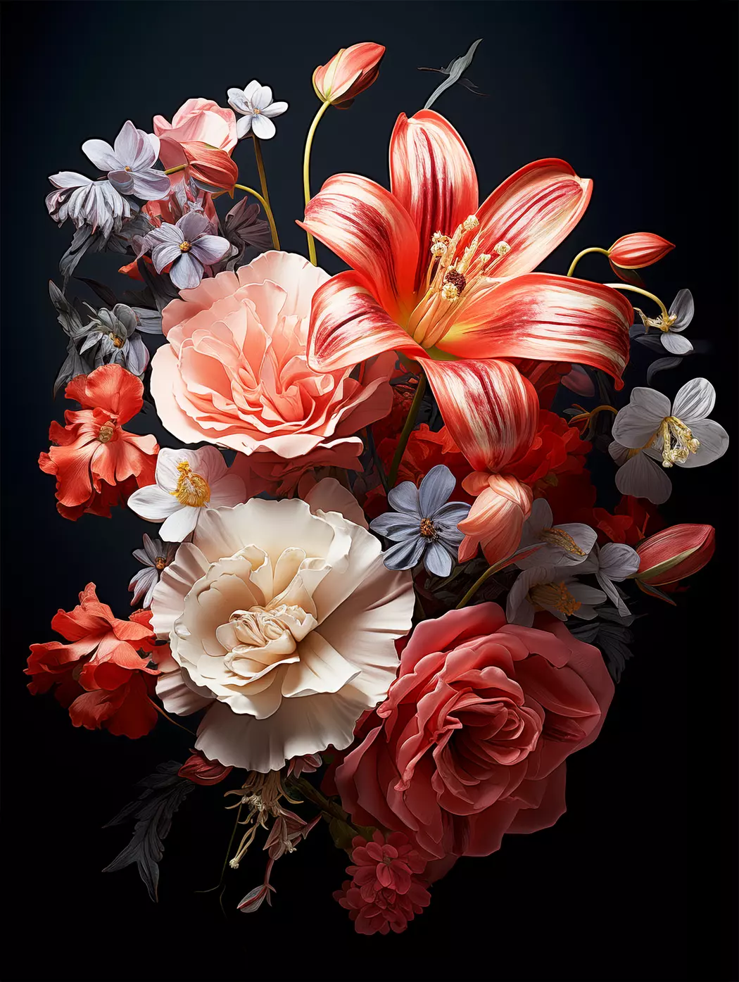 Glasbild 30 x 40 cm Colourful Bouquet I