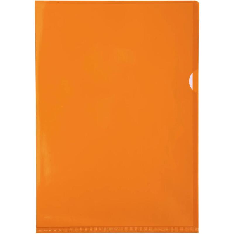 Etui carton de 100 pochettes coin PVC lisse haute résistance 13/100e - A4 - Orange