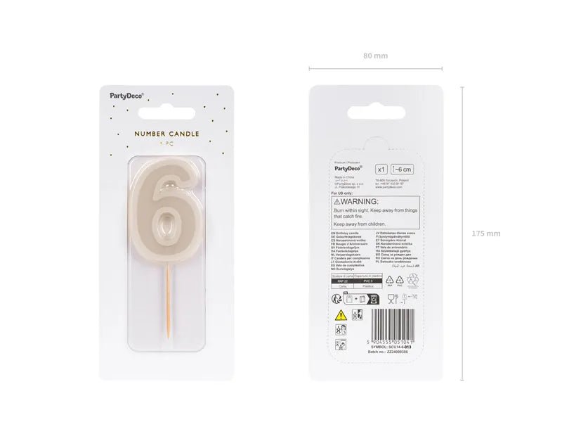 6 Jaar Kaars Beige 10cm