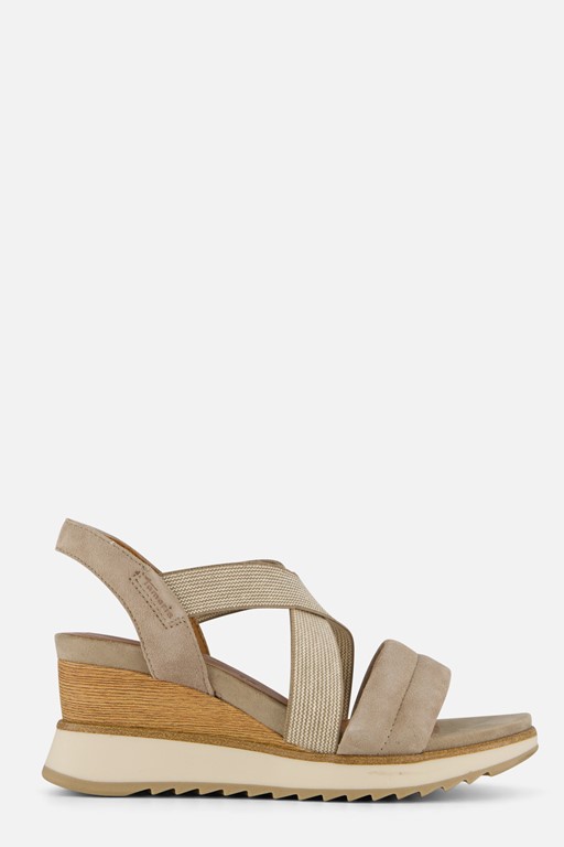 Tamaris Sandalen met sleehak taupe Leer