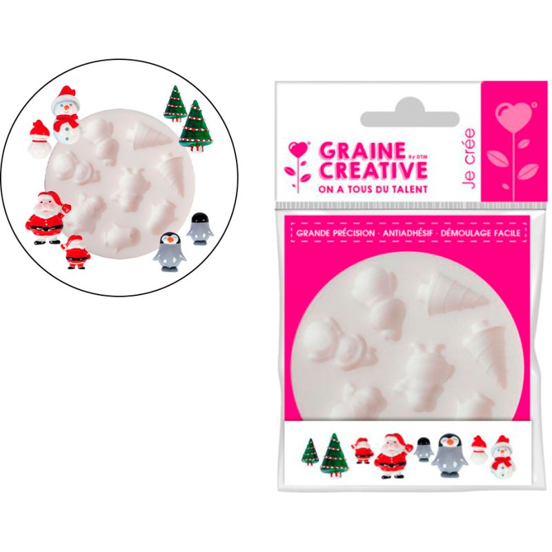 Moule dtm mini silicone diamètre 70mm réalisation miniature pâte polymère four modèles assortis lot 6 unités