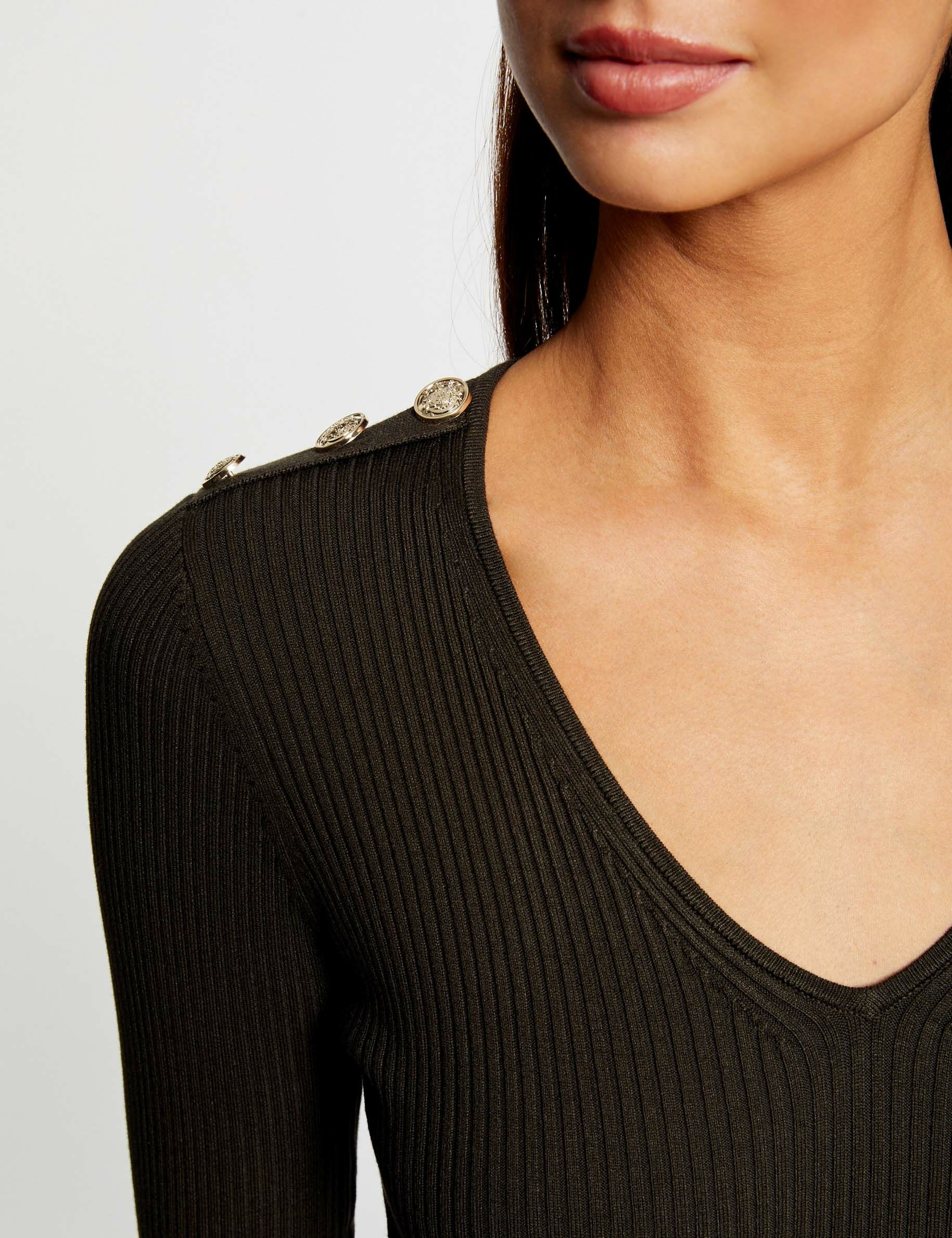 Pull manches longues avec boutons vert fonce femme - vert_fonce