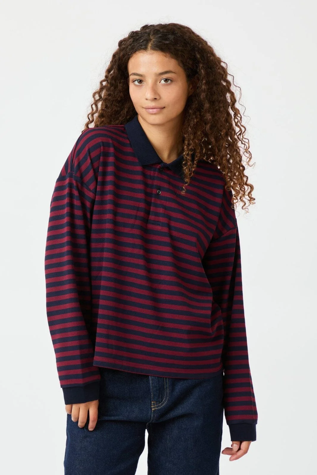 Neo Noir Sara Wide Stripe Polo Blouse 164258