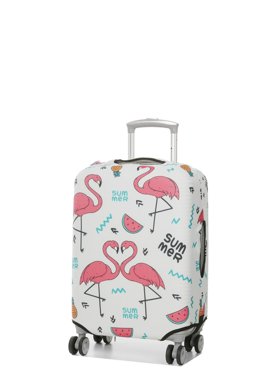 Housse de valise Periea White with Summer Flamingos S