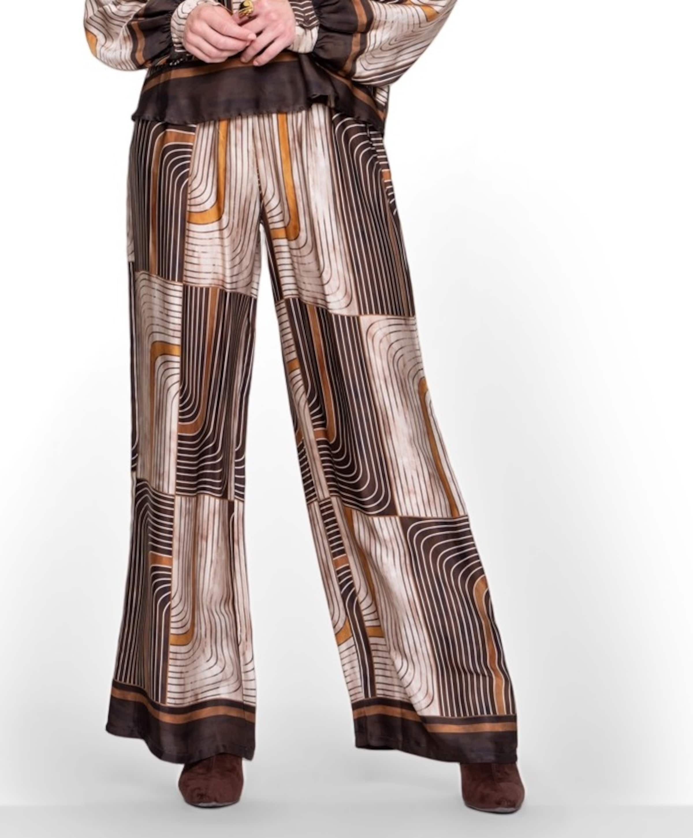 Geisha Pants satin AOP dames broek bruin