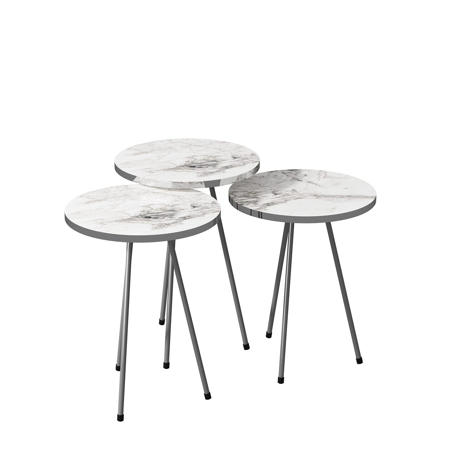 Beistelltisch 3er Set Marmoroptik Weiß 10696252