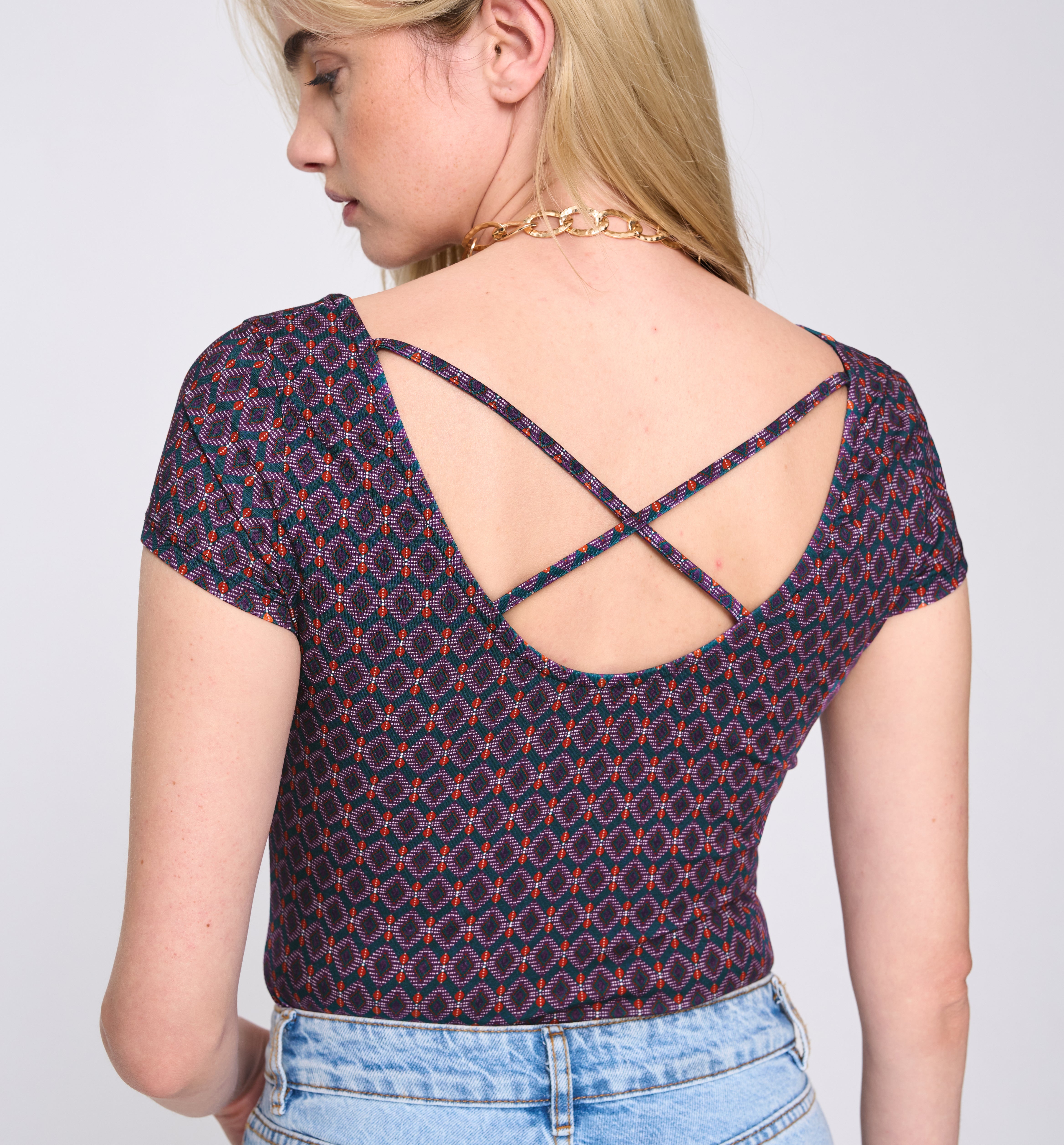 T-shirt décolleté rond - Imprimé marine