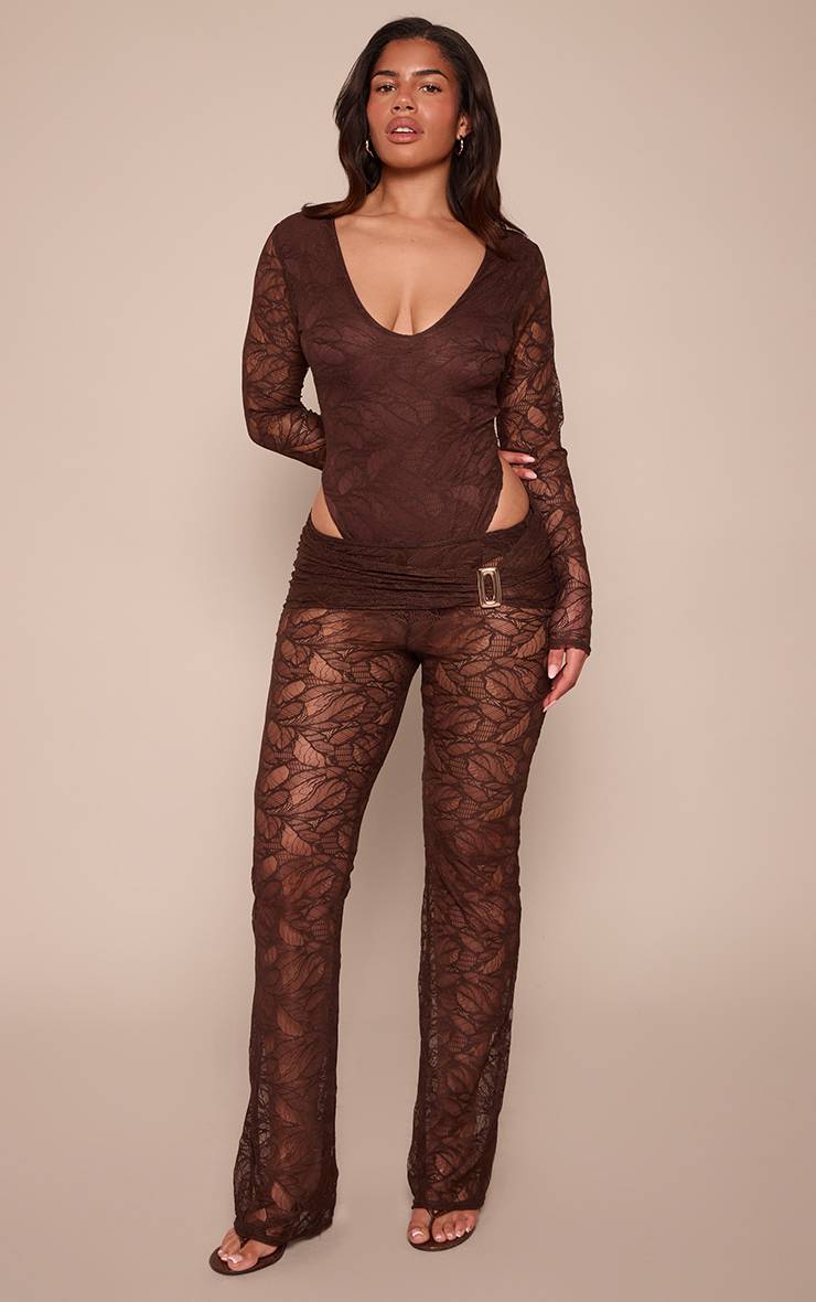 Chocolat Ensemble Coordonné Body En Dentelle Sculptant