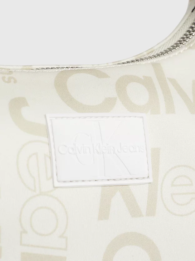 Bolsa de ombro infantil com estampa do logotipo por toda a peça