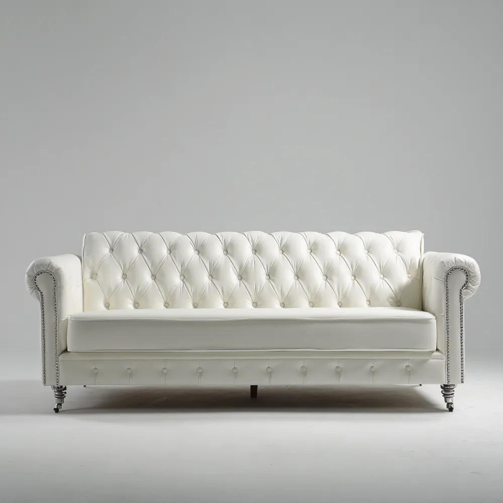 2-Sitzer-Sofa Leder 180x85x75 cm – Weiß – Klassisches Design
