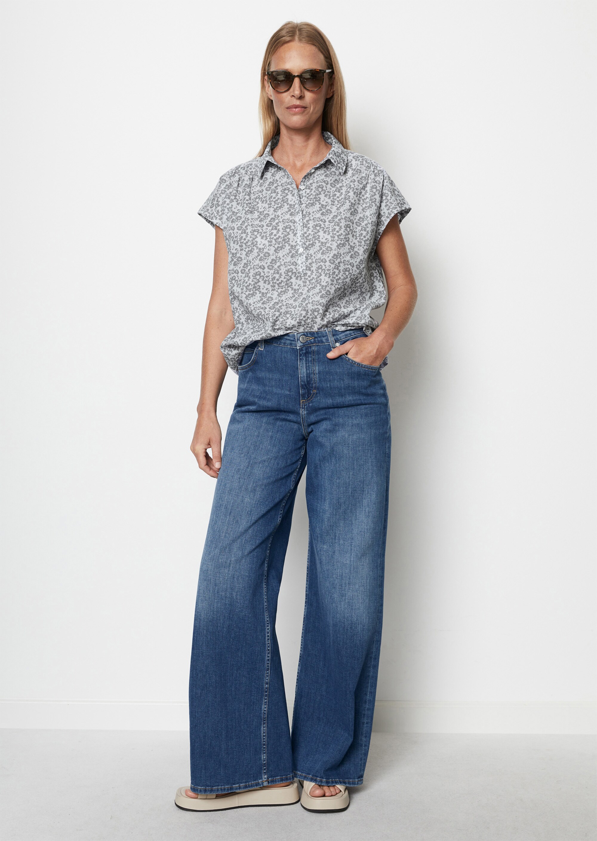 Kurzarm-Bluse regularaus Silky-Touch-Baumwolle