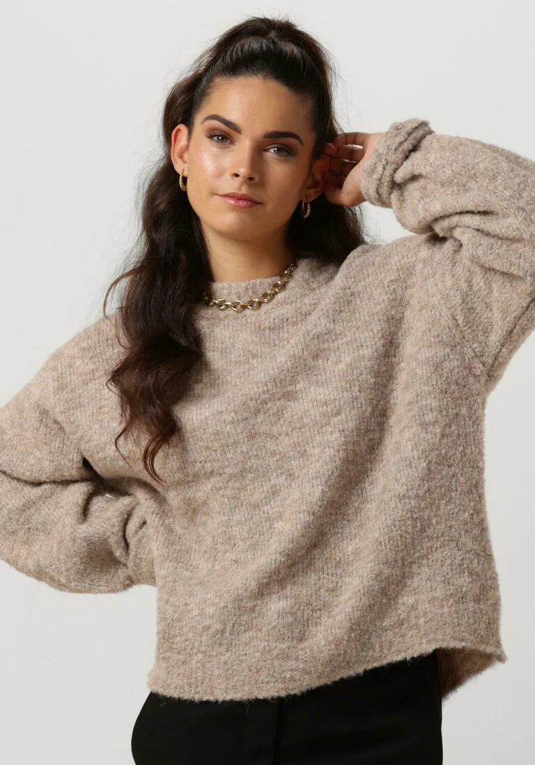 NOTRE-V zand notre-v trui nv-clarice boucle knit blouse