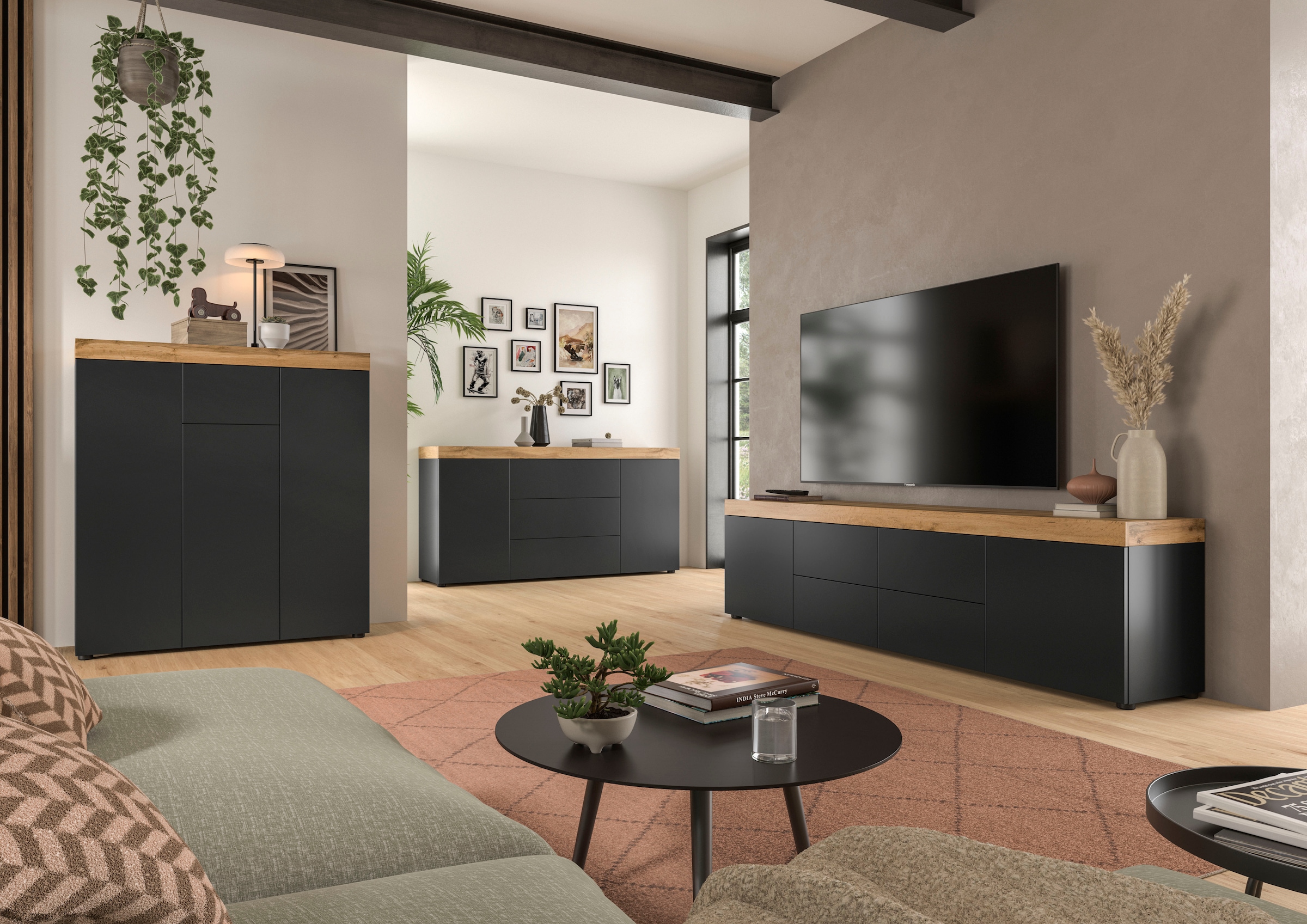GOODproduct Highboard »MAMBO, TOPSELLER!, Höhe 115 cm, in verschiedenen Farben erhältlich« 2 farbige Ausführung, in verschiedenen Farben erhältlich, 1 Stk. tlg. Kommode, Sideboard, Wohnzimmer, Schlafzimmer