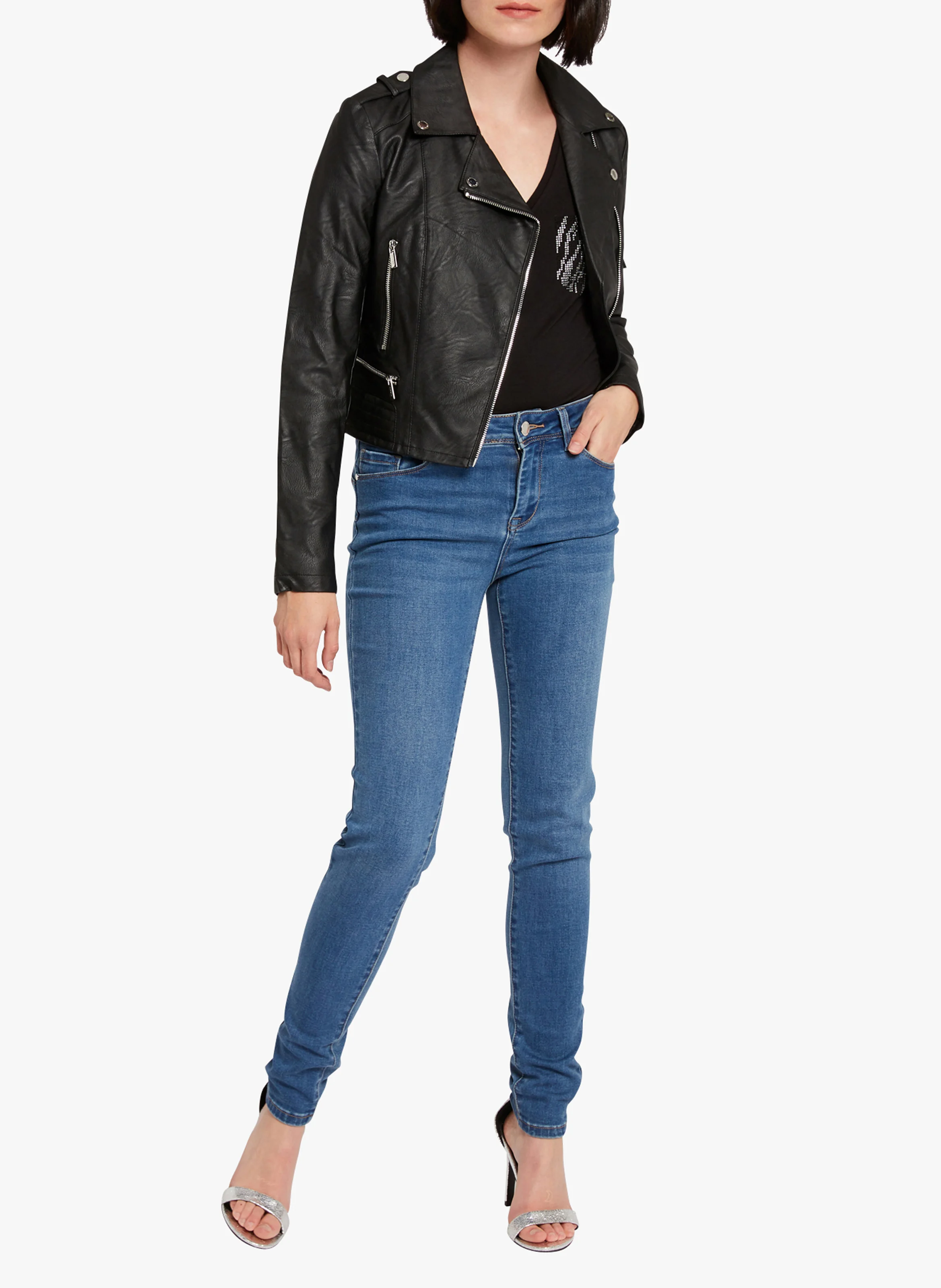 GRAMMO.N - Blouson court en cuir synthétique | Noir