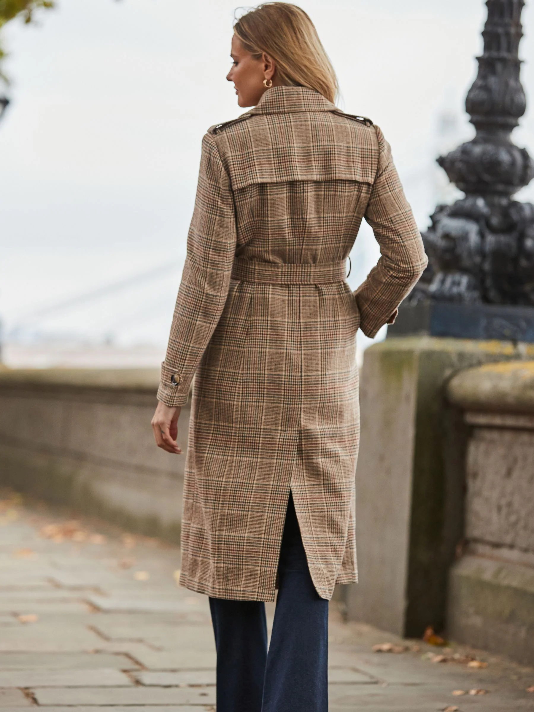 Sosandar Heritage Check Trench Coat