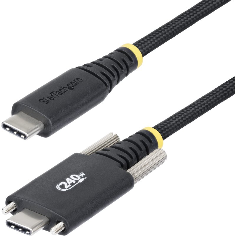 StarTech.com Câble de Charge USB-C de 2m, Durable et Ultra-Flexible, Verrouillage à Vis Latéral, PD EPR 240W (5A), Câble de Recharge USB 2.0 pour PC, Certifié USB-IF, Cordon USB-C Robuste