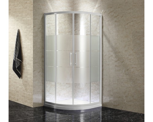 form&style MOOREA R550 ronde douche 90 x 90 cm, decor horizontale strepen, profielkleur wit