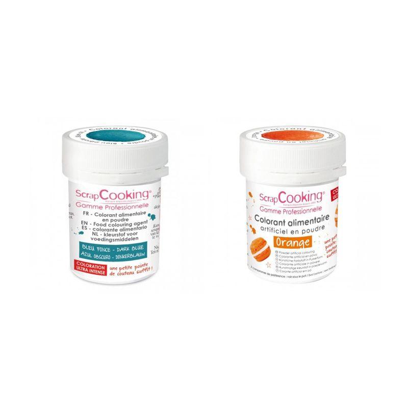2 colorants alimentaires en poudre - bleu foncé-orange Scrapcooking