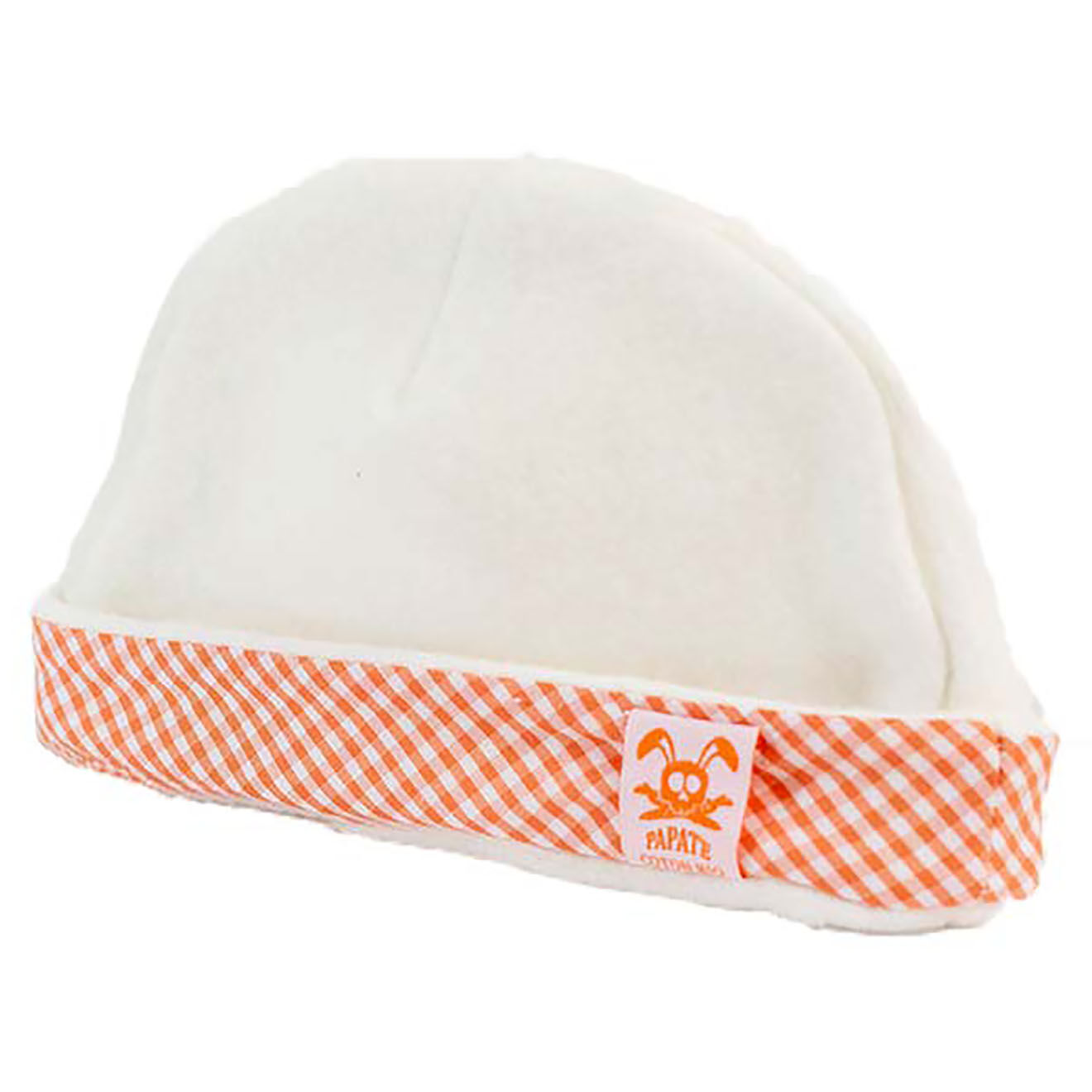 Papate Bonnet de Naissance en Coton Bio blanc/vichy - 20x12 cm