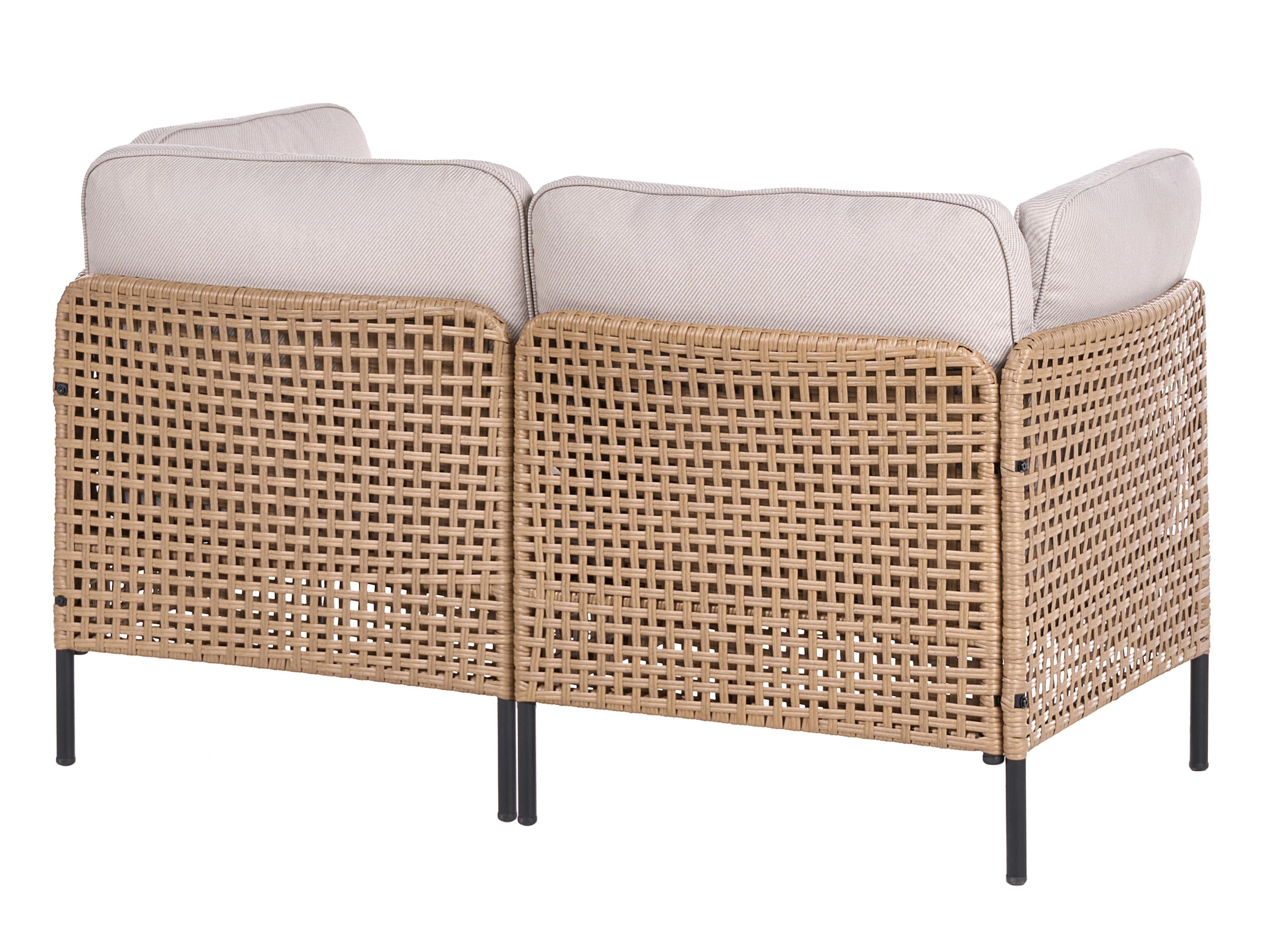 Tuinbank met tafel 2-zits OMEGANA PE rotan Lichtbeige