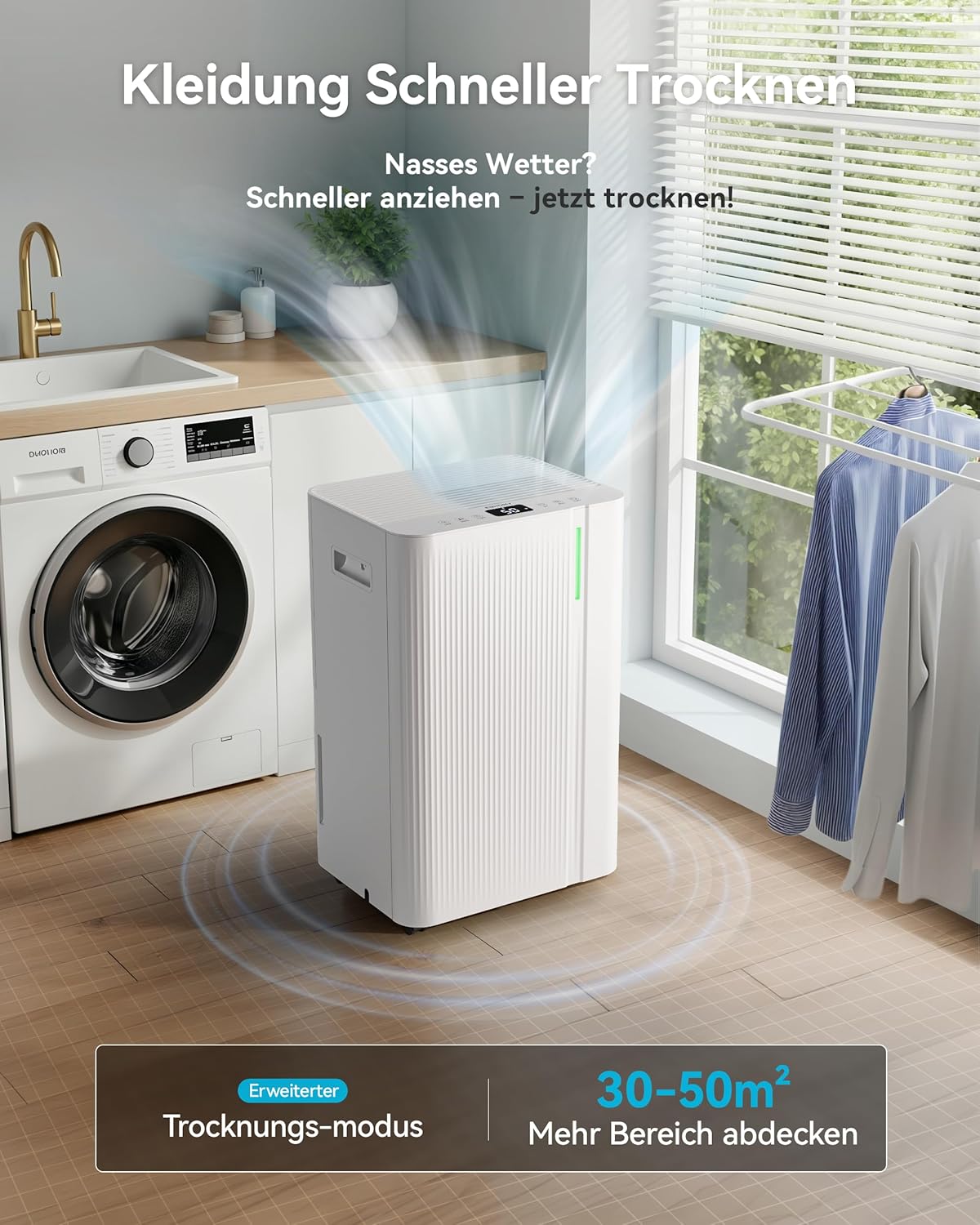 EUHOMY Luftentfeuchter 20L/Tag, Elektrischer Luftentfeuchter Keller mit Ablaufschlauch, Stromsparende & Leise Entfeuchter mit Automatisches Abtauen,Timer, Dehumidifier für 150m³/50m² Wohnung